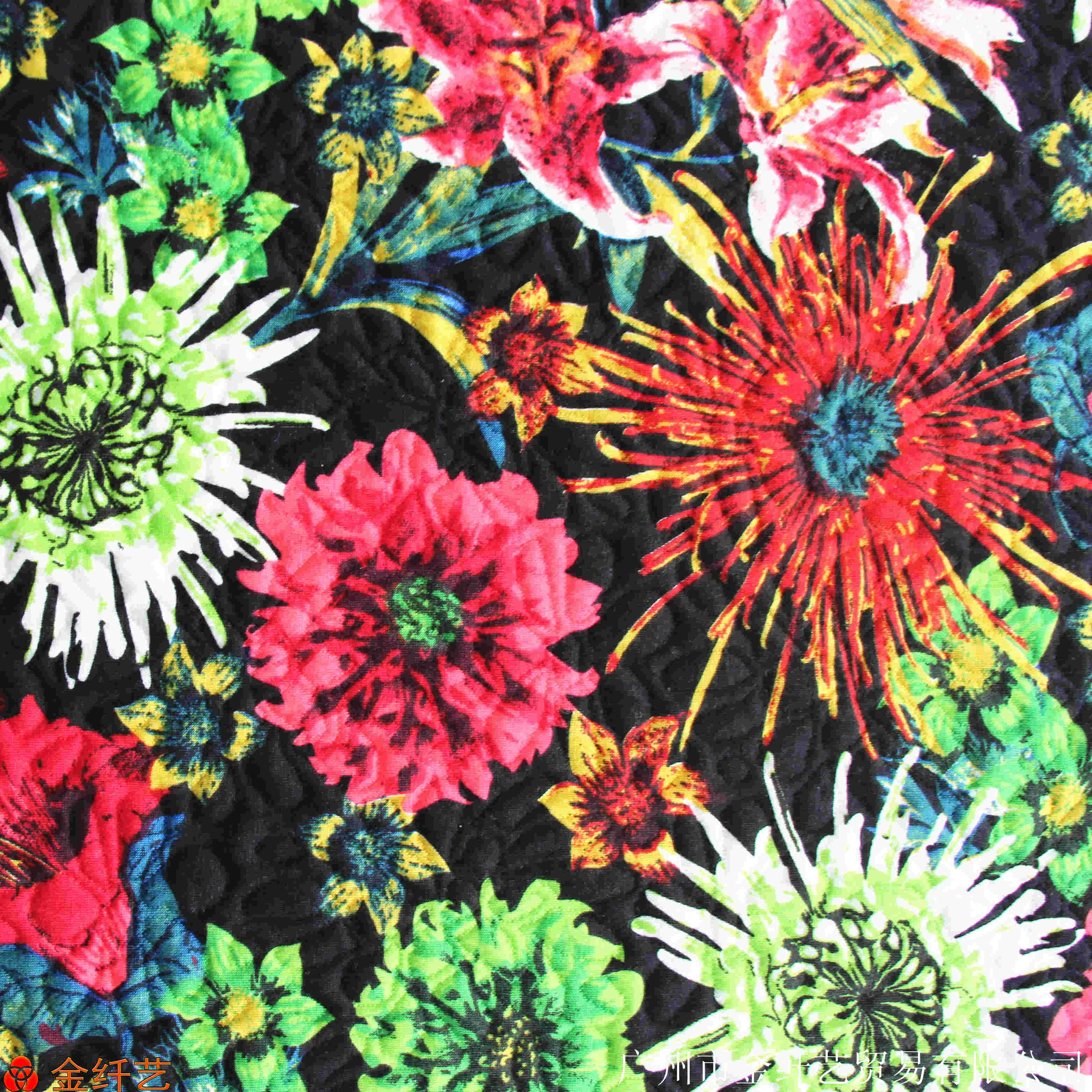 花朵印花      童装 玫瑰花系列 涤纶面料(花朵夹丝棉15082