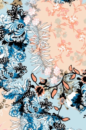 丝巾定位花 定位花 数码花型 扎染花型 花卉 #1411615